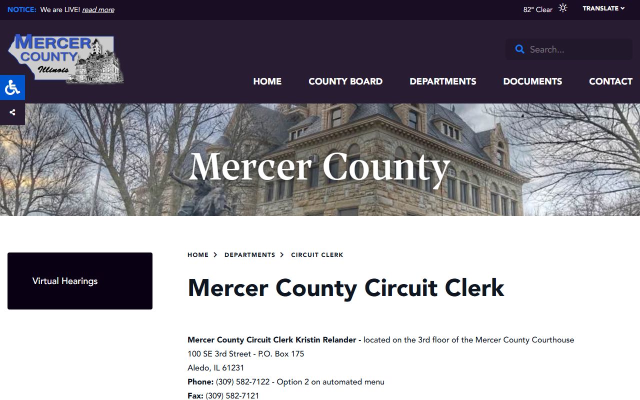 Mercer County Circuit Clerk page with court records and case search links after an arrest