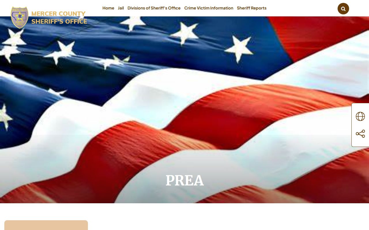 Mercer County Jail PREA page on zero-tolerance policy and reporting