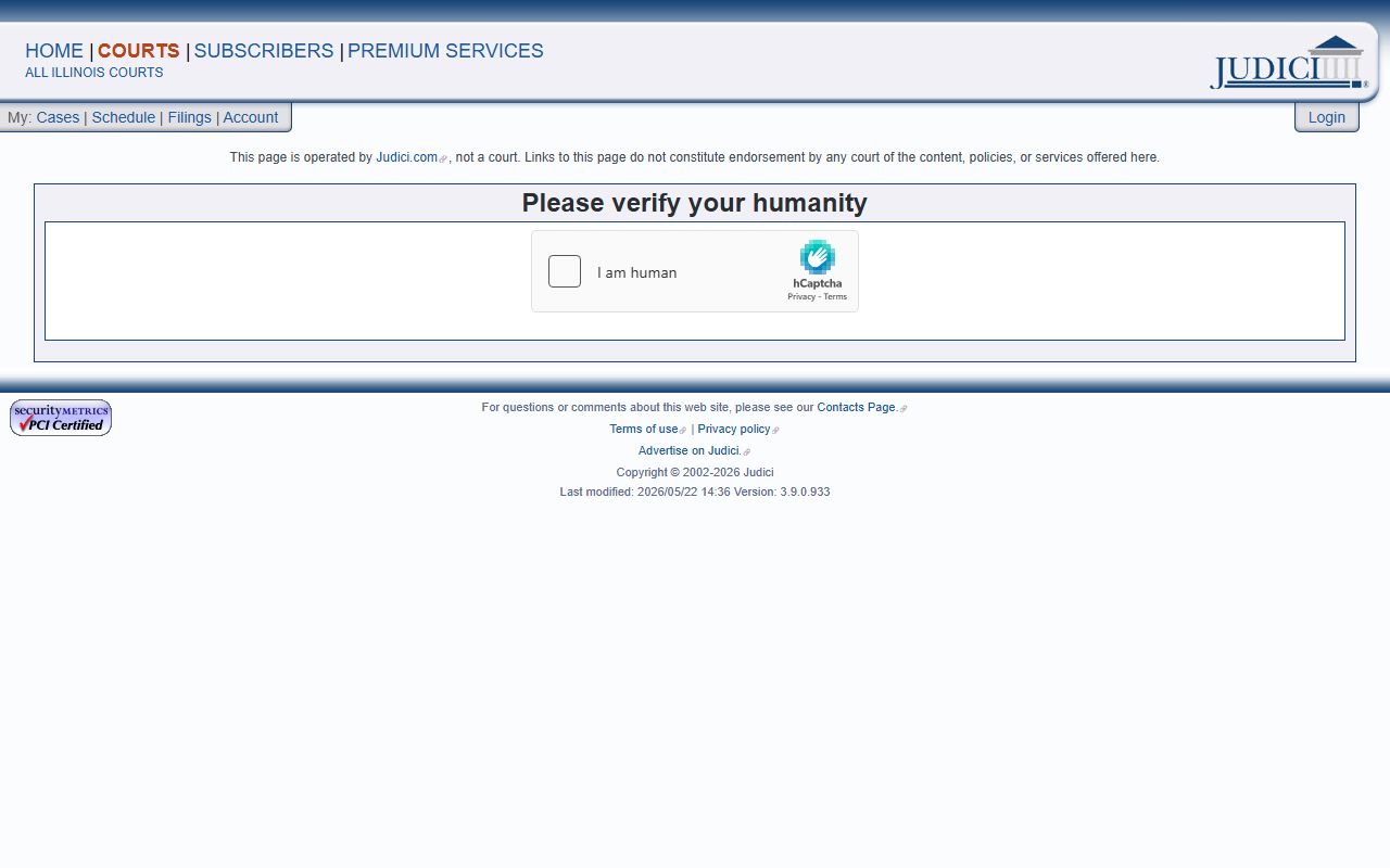 Mercer County Judici case-search page for court records after a jail arrest
