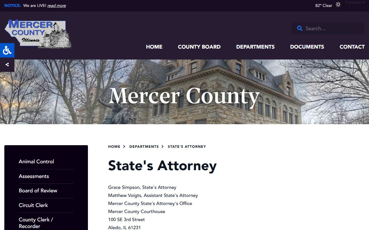 Mercer County State's Attorney page covering charges filed after an arrest